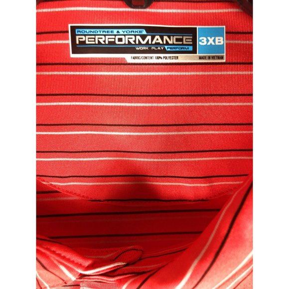 Roundtree & Yorke Men's 3XB Black White Strip Short Sleeve Polyester Shirt A67 - Picture 2 of 4